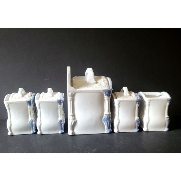 Hotta vu Shoten Lusterware Victorian Hand Painted Floral Canisters Japan 5 pc. - Picture 5 of 8